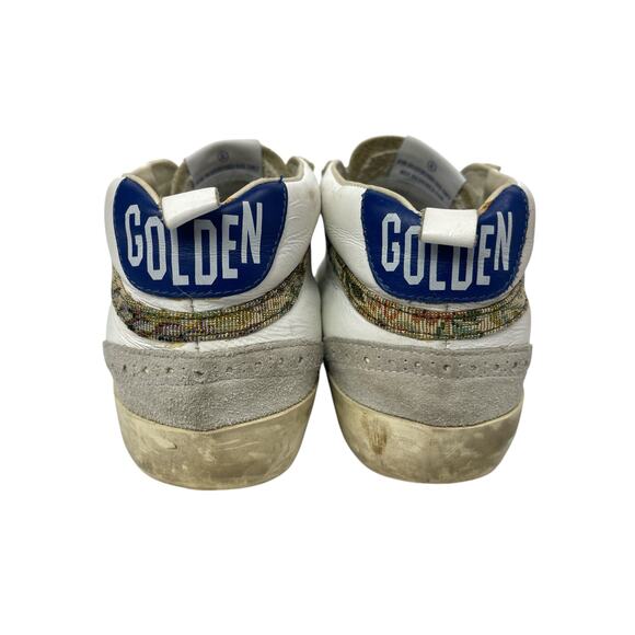 Golden Goose Mid Star Women's White Blue Lace-Up Mid-Top Sneakers Shoes Size 8.5 - Picture 3 of 6